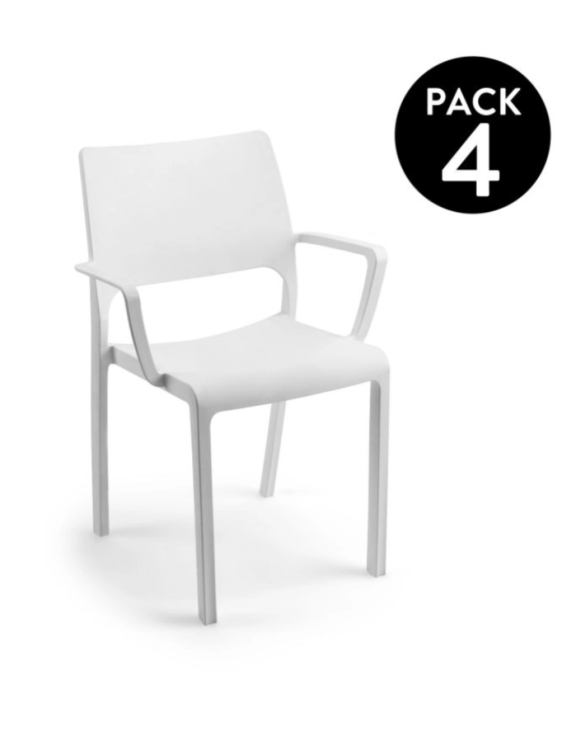 Duehome - Conjunto de 4 cadeiras de exterior Ocean Blanco 53 x 82 x cm