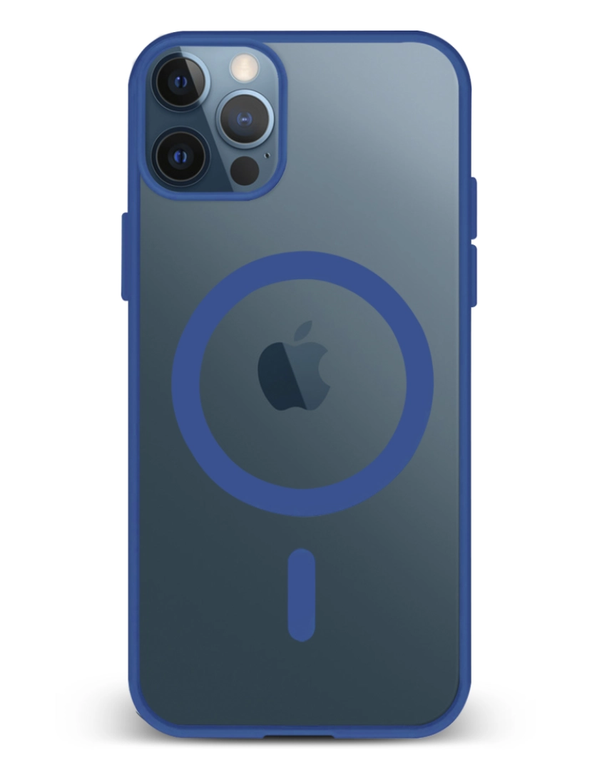 DAM - DAM. Capa híbrida anti-choque Magsafe para iPhone 12/12 Pro. Bordas de silicone e parte traseira em PVC. 7,43x1,02x14,95 cm. Cor: Azul Escuro