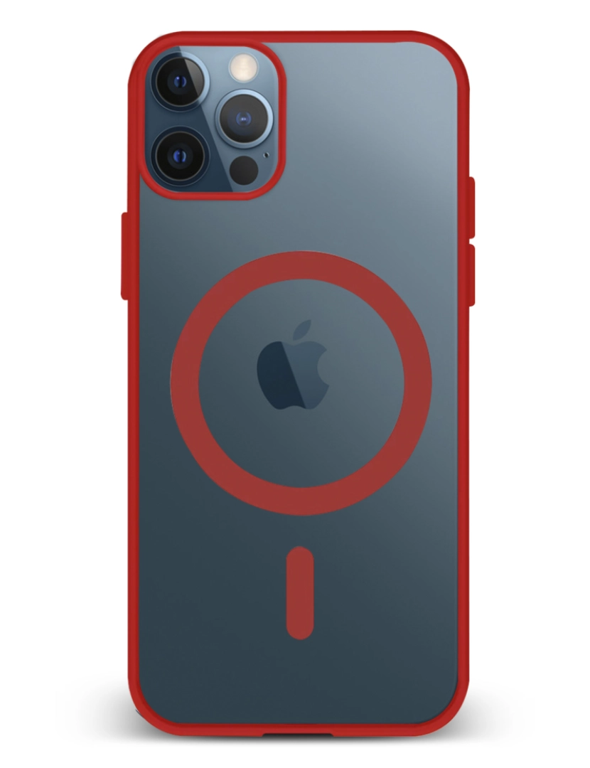 DAM - DAM. Capa híbrida anti-choque Magsafe para iPhone 12/12 Pro. Bordas de silicone e parte traseira em PVC. 7,43x1,02x14,95 cm. cor vermelha