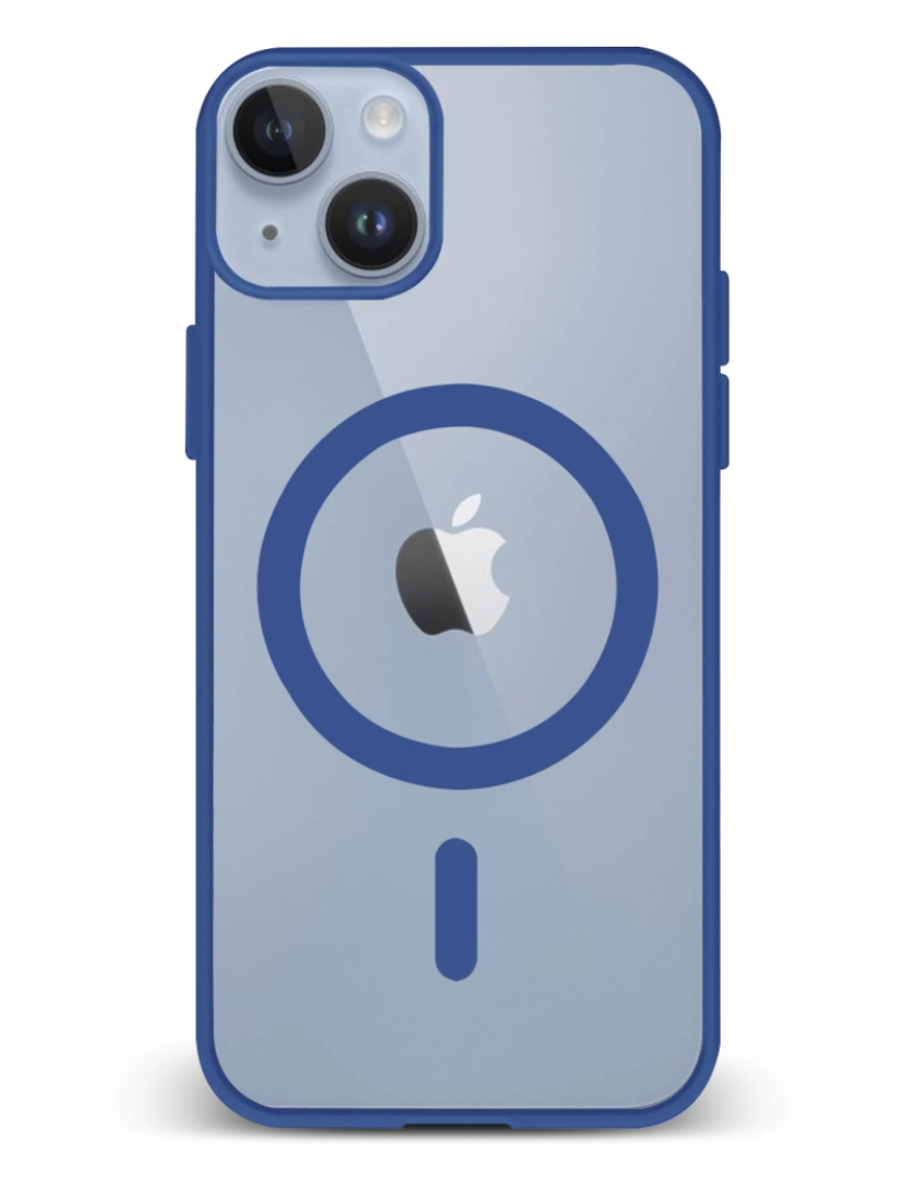 DAM - DAM. Capa híbrida anti-choque Magsafe para iPhone 13/14. Bordas em silicone e parte traseira em PVC. 7,43x1,06x14,95 cm. Cor: Azul Escuro