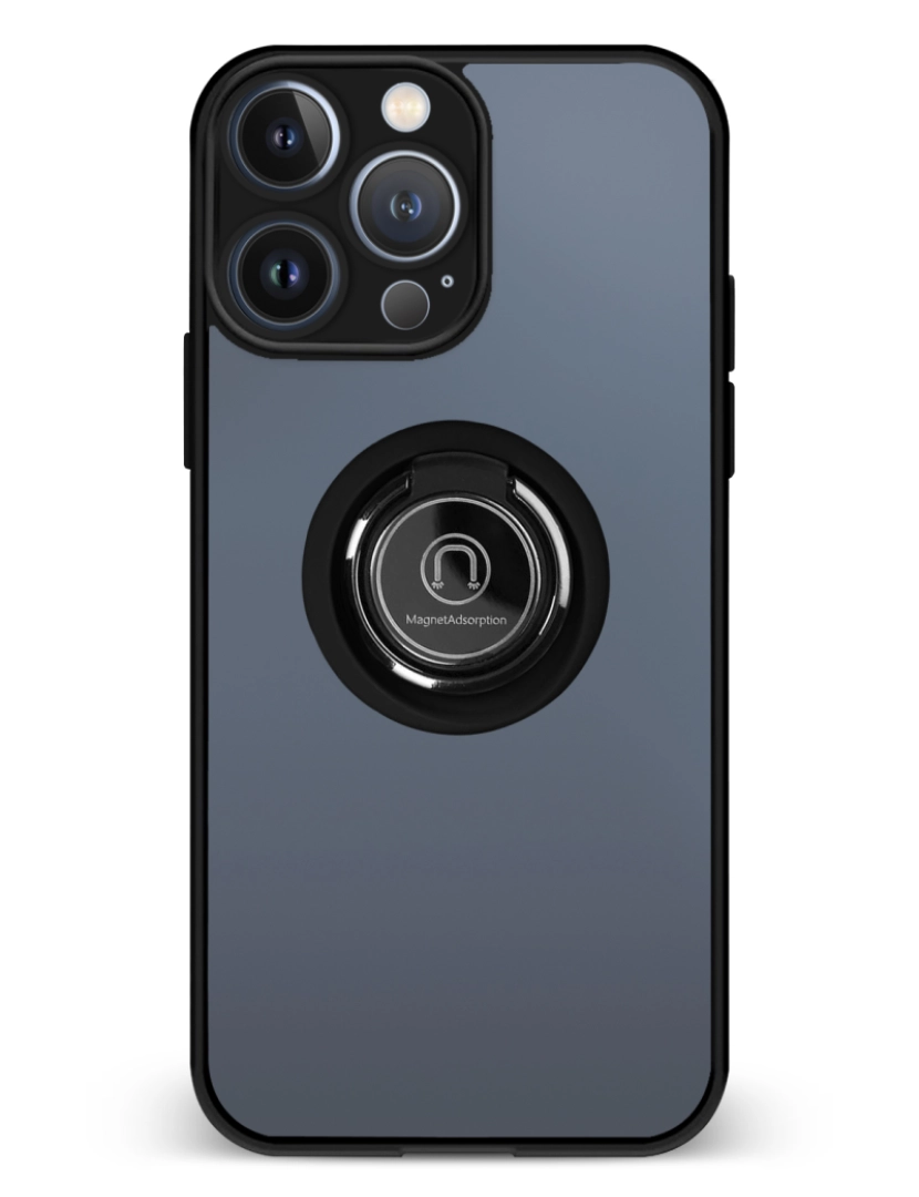 DAM - DAM. Caixa híbrida Clampstand com proteção de câmera para 13 Pro. Anel de fixação dobrável + modo de suporte. 7,43x1,29x14,95 cm. Cor preta