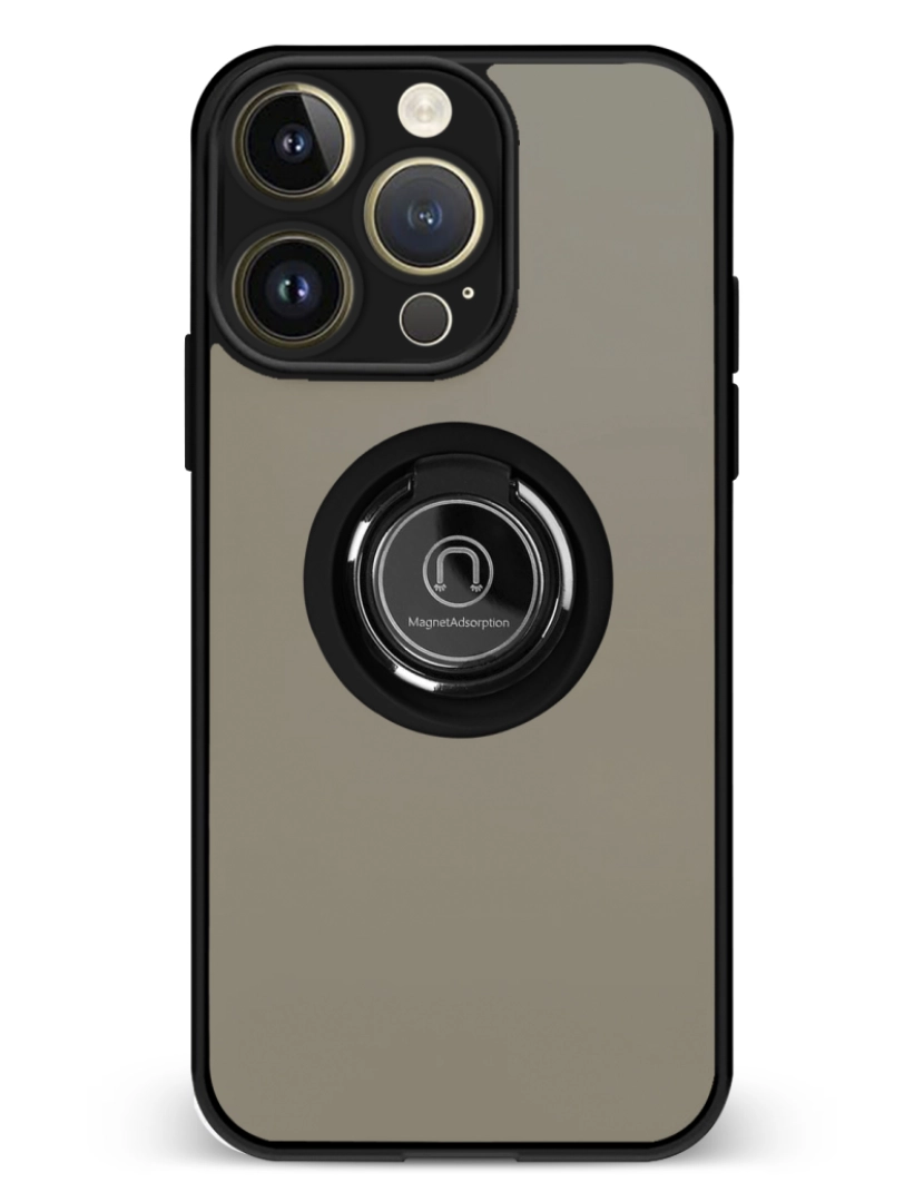 DAM - DAM. Caixa híbrida Clampstand com proteção de câmera para 14 Pro. Anel de fixação dobrável + modo de suporte. 7,43x1,31x15,06 cm. Cor preta