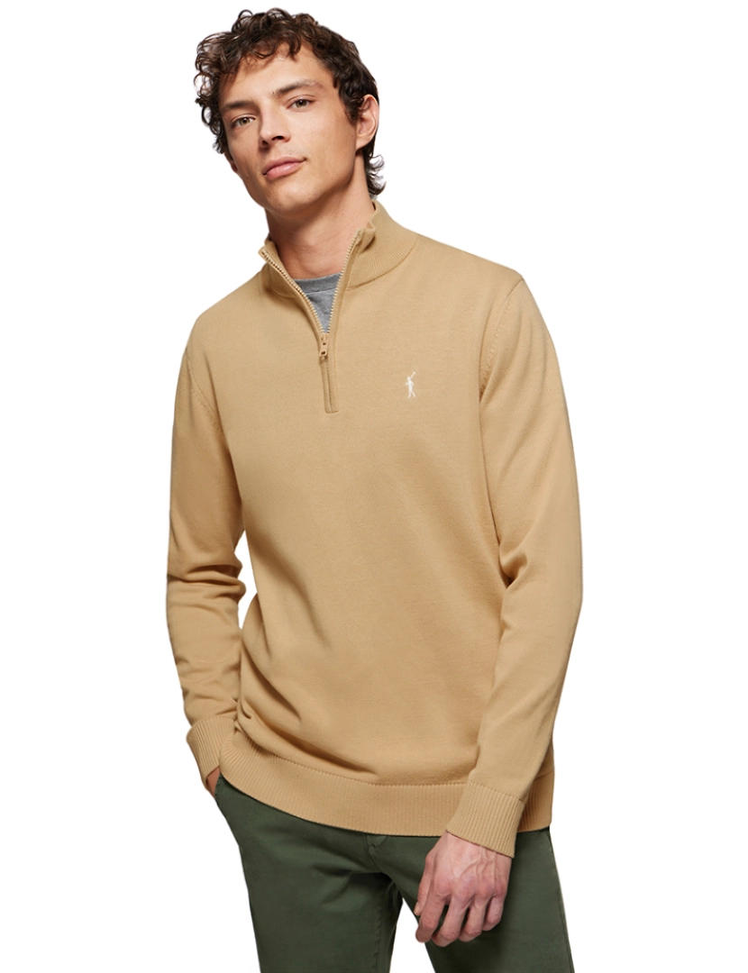 Polo Club - Pullover Homem Rigby Go Zipper Neck Vl 12Gg Camel