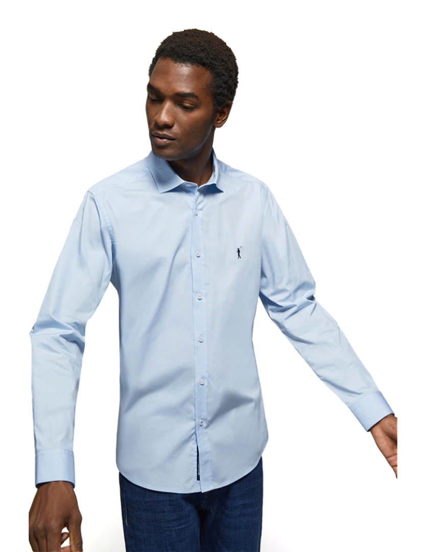 Polo Club - Camisa Manga Comprida Homem Rigby Go Slim Poplin Azul Céu