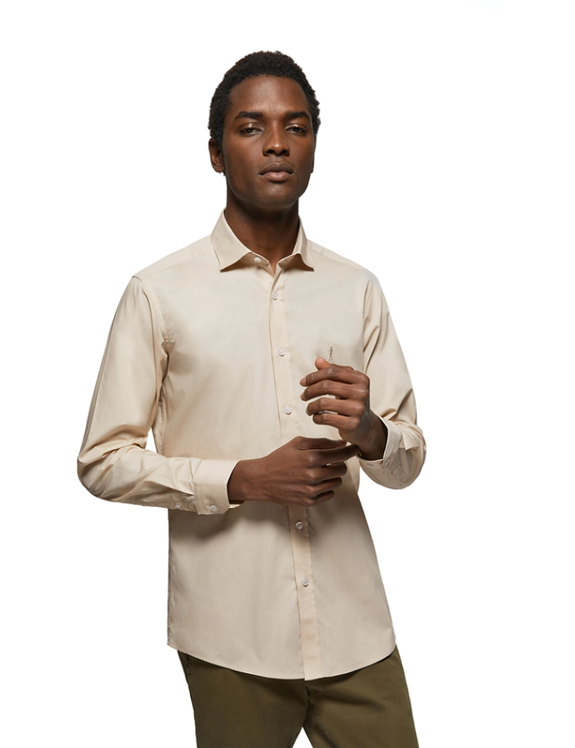 Polo Club - Camisa Manga Comprida Homem Rigby Go Slim Poplin Beige