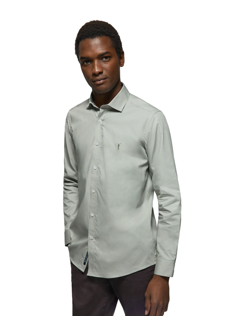 Polo Club - Camisa Manga Comprida Homem Rigby Go Slim Poplin Verde Jade