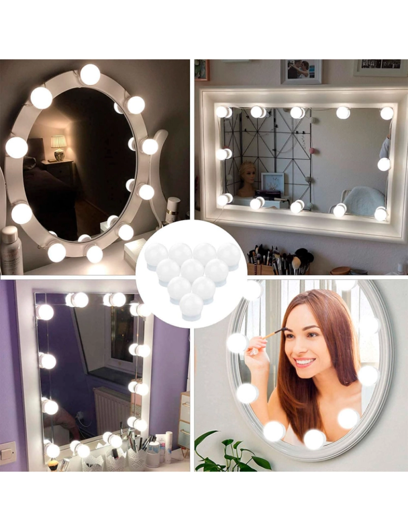 imagem de Penteadeira com espelho de maquiagem com luzes LED 3 tons claros4