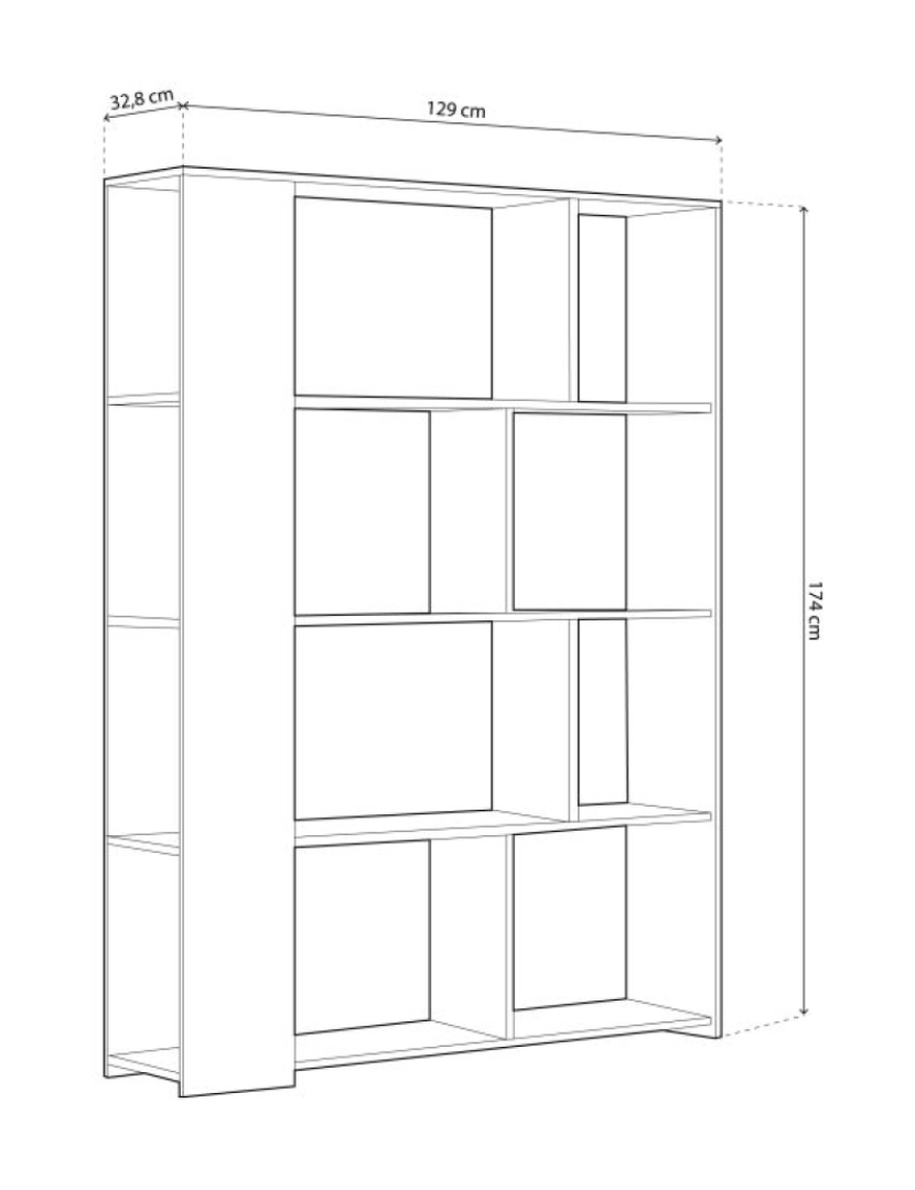 imagem de Estantes Landa Blanco - Roble 129 x 174 x 32,8 cm5