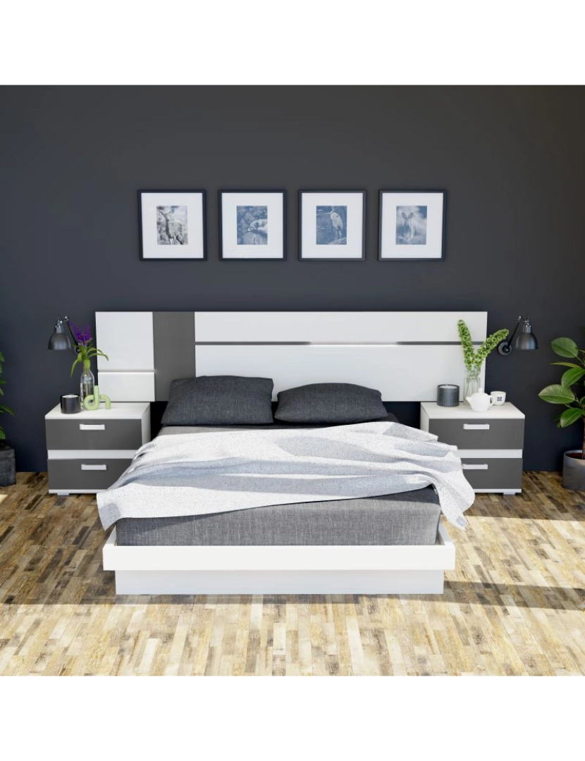 imagem de Cabeceira de cama Ataneq Air Leds Blanco - Grafito 260 x 60 x 4 cm3