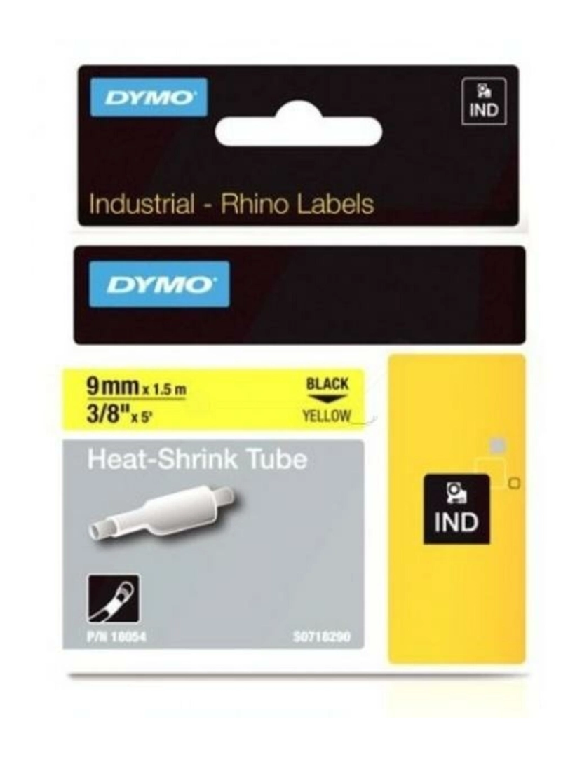 imagem de Kit de Manga Termoretrátil Rhino Dymo ID1-9 9 x 1,5 mm Preto Amarelo (5 Unidades)2