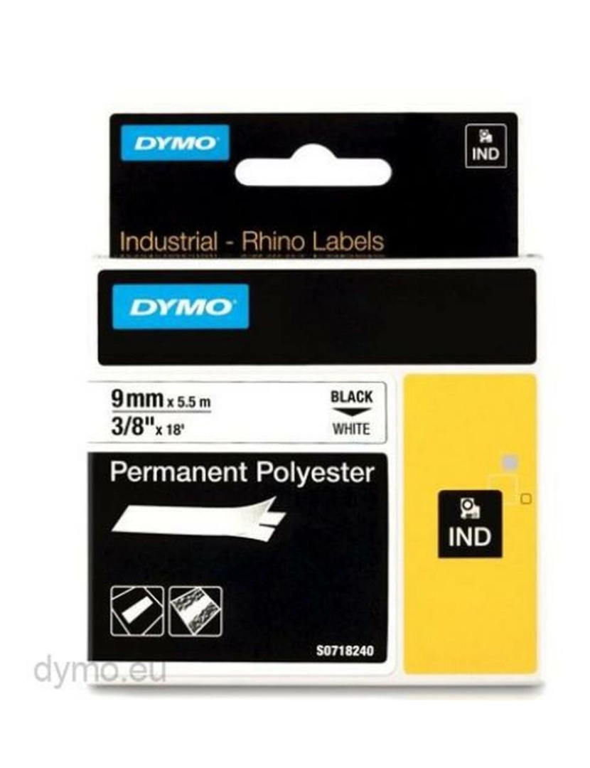 imagem de Cinta laminada para máquinas rotuladoras Rhino Dymo ID1-9 9 x 5,5 mm Preto Poliéster Branco (5 Unidades)2