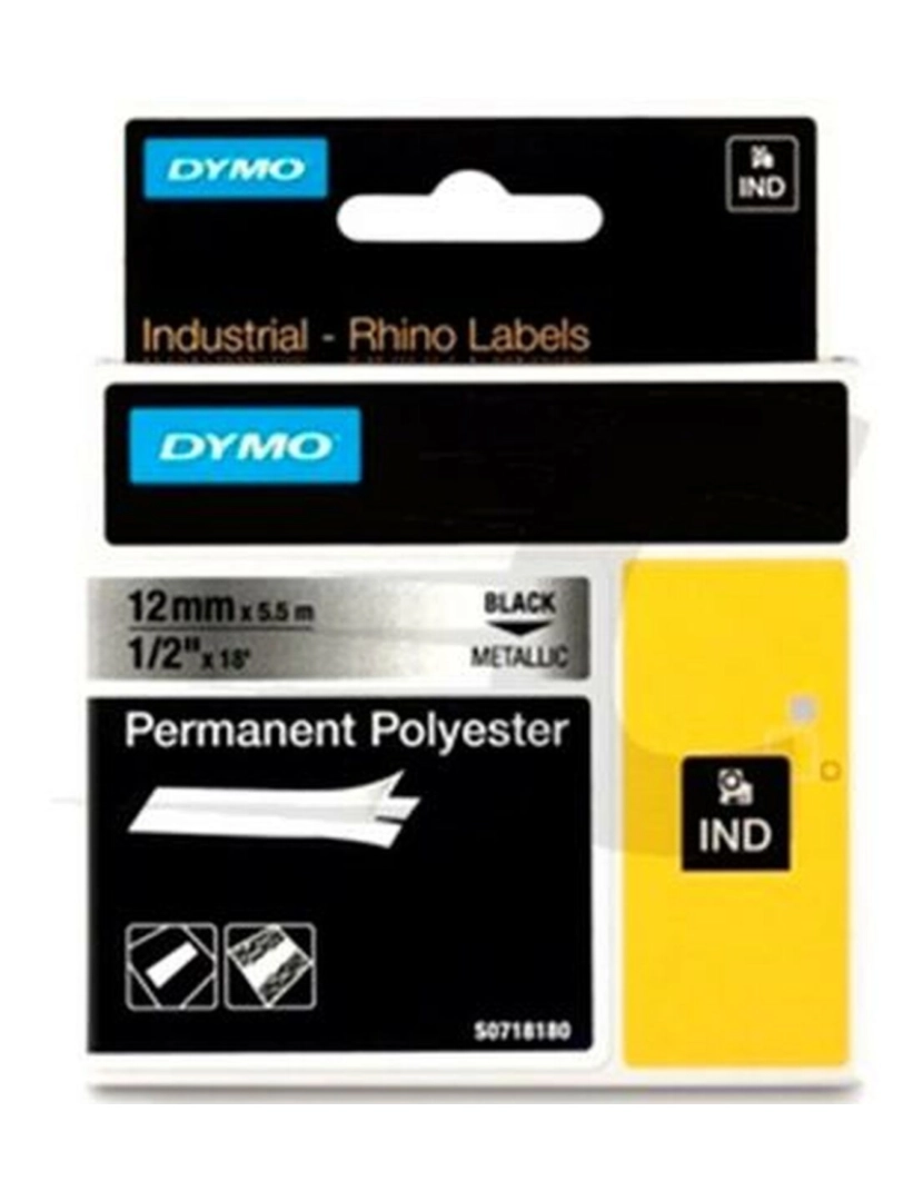 imagem de Cinta laminada para máquinas rotuladoras Dymo Rhino Preto Prateado 12 x 5,5 mm (5 Unidades)2