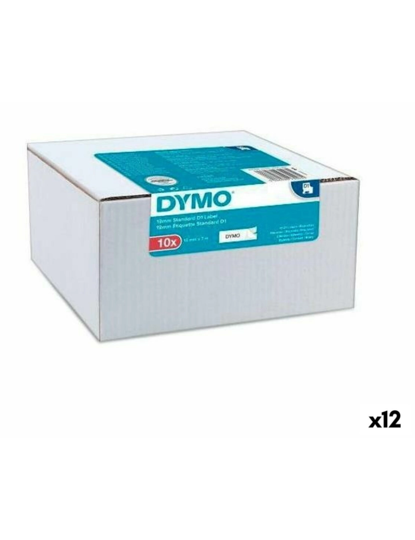 Dymo - Cinta laminada para máquinas rotuladoras Dymo Preto Branco 10 Peças Autoadesivas (12 Unidades)