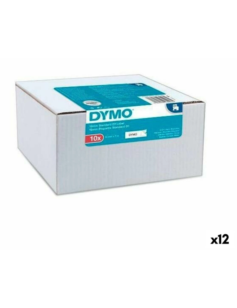 imagem de Cinta laminada para máquinas rotuladoras Dymo Preto Branco 10 Peças Autoadesivas (12 Unidades)1