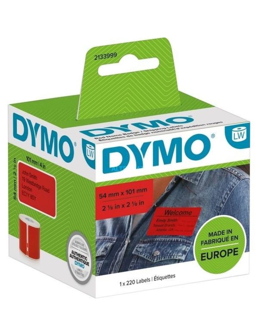 imagem de Rolo de Etiquetas Dymo Label Writer 54 x 7 mm Vermelho 220 Peças (6 Unidades)2
