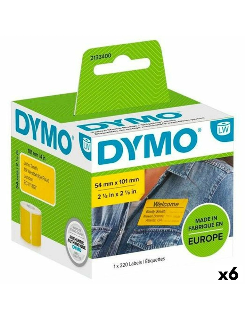 Dymo - Rolo de Etiquetas Dymo Label Writer 54 x 7 mm Amarelo 220 Peças (6 Unidades)