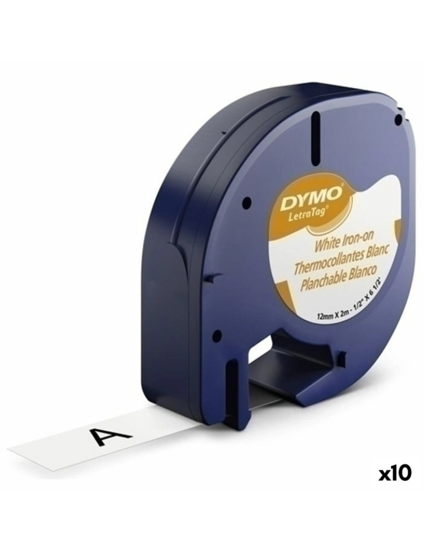 Dymo - Cinta laminada para máquinas rotuladoras Dymo 18769 12 mm x 2 m Preto Branco Têxtil (10 Unidades)