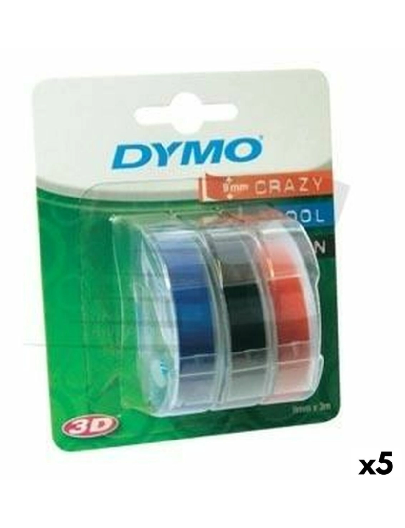 Dymo - Cinta laminada para máquinas rotuladoras Dymo 9 mm x 3 m Vermelho Preto Azul (5 Unidades)
