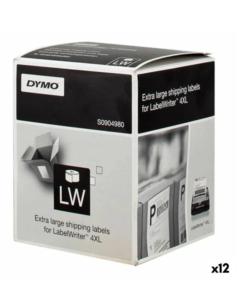 Dymo - Rolo de Etiquetas Dymo LW 4XL Preto/Branco 104 x 159 mm (12 Unidades)