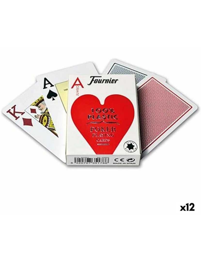Fournier - Baralho Naipes de Póquer (55 Cartas) Fournier Plástico 12 Unidades (62,5 x 88 mm)