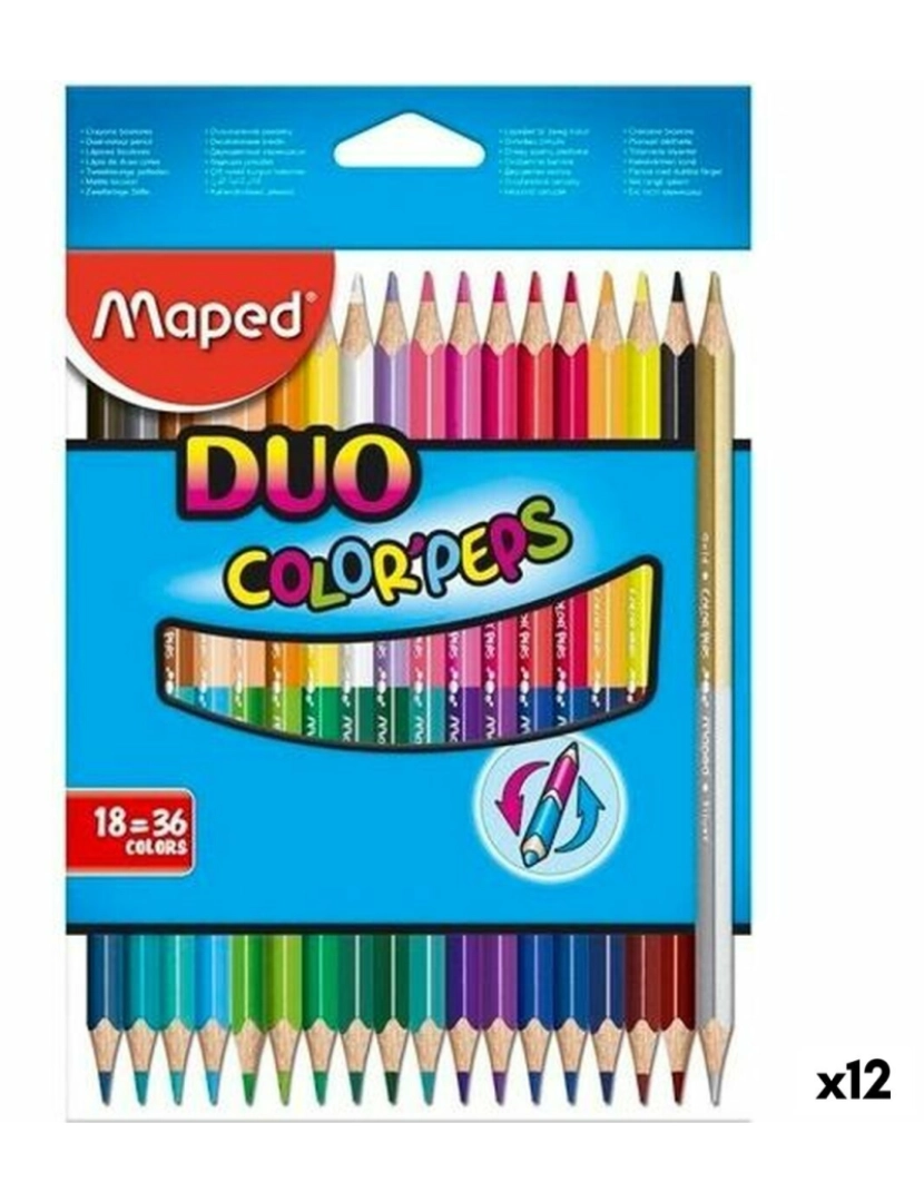 Maped - Lápis de cores Maped Duo Color' Peps	 Multicolor 18 Peças Ponta dupla (12 Unidades)
