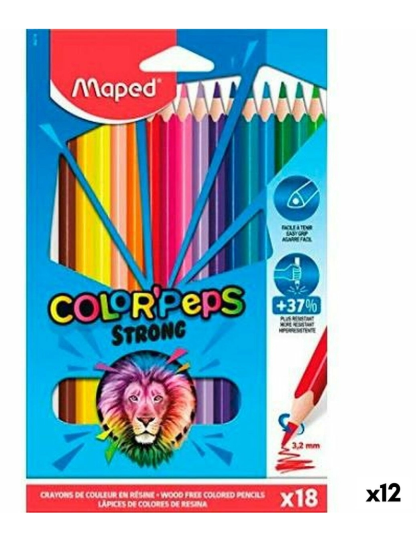 Maped - Lápis de cores Maped Color' Peps Strong Multicolor 18 Peças (12 Unidades)