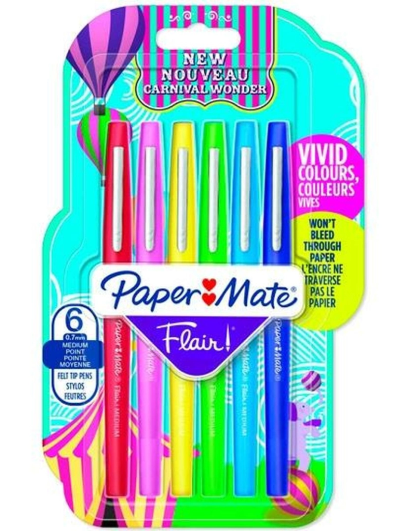 imagem de Conjunto de Canetas de Feltro Paper Mate Flair Multicolor 6 Peças (2 Unidades)2