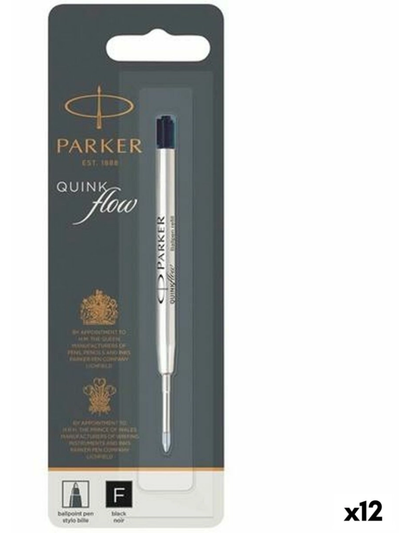 Parker - Caneta sobresselente Parker Quink Flow Preto 0,8 mm (12 Unidades)