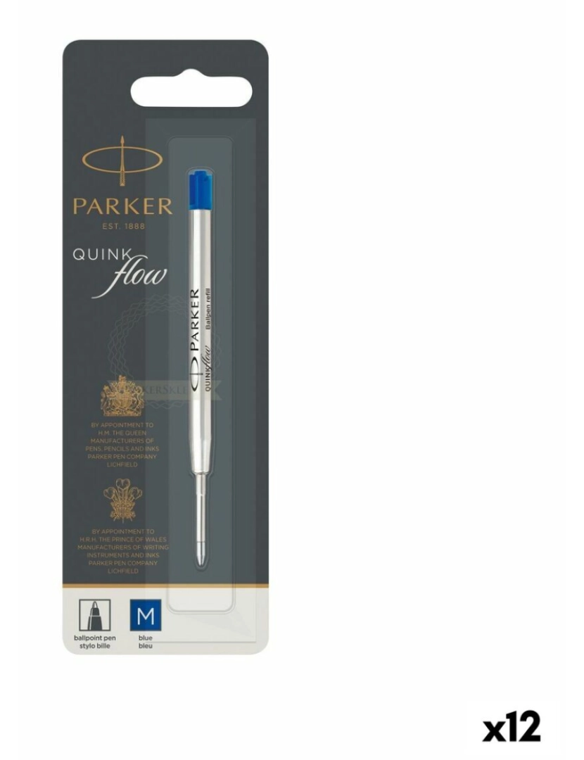 Parker - Caneta sobresselente Parker Quink Flow Azul (12 Unidades)