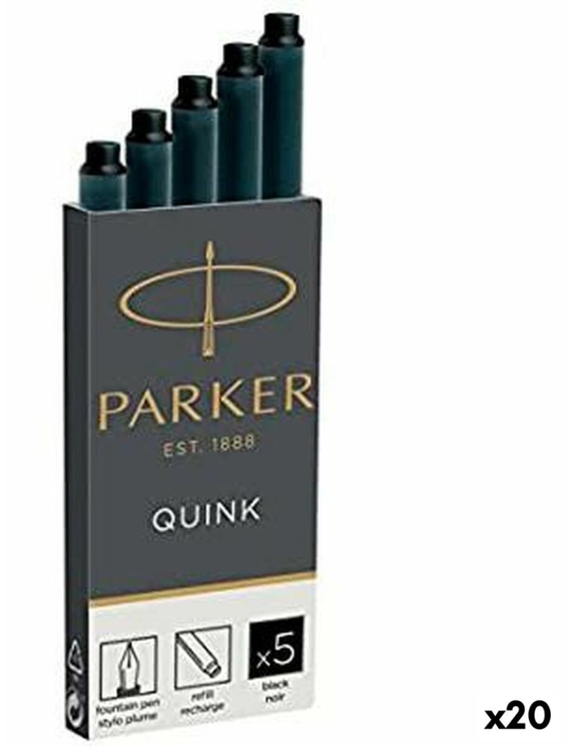 imagem de Recarga de tinta para caneta Parker Quink Preto (20 Unidades)1