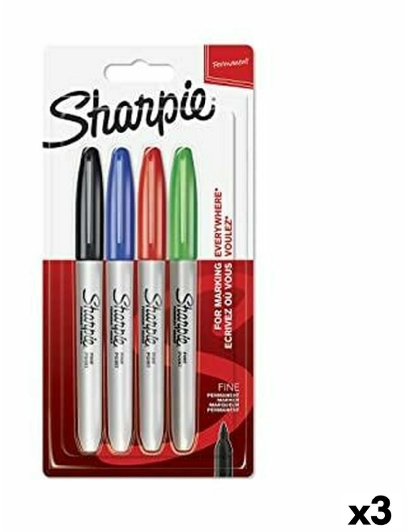Sharpie - Conjunto de Canetas de Feltro Sharpie Multicolor 4 Peças (3 Unidades)