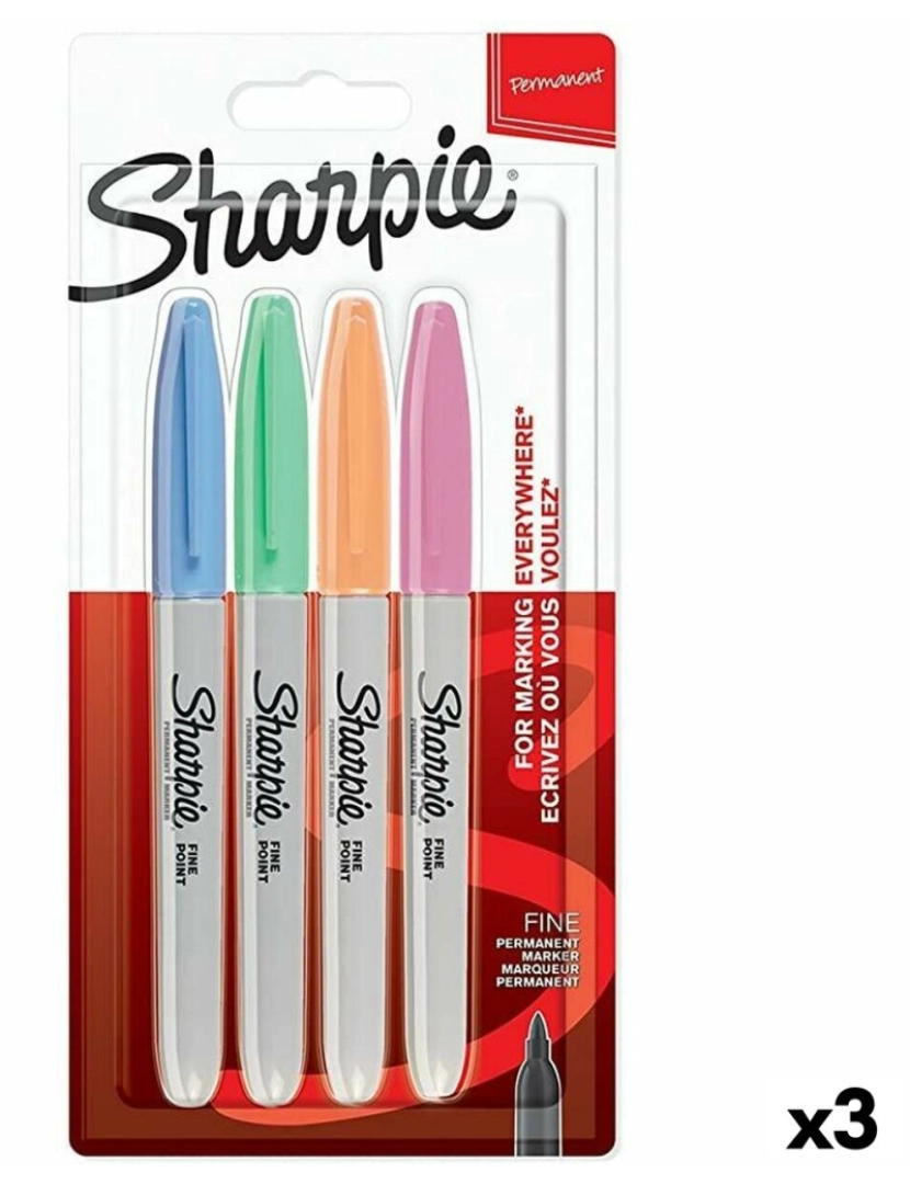 Sharpie - Conjunto de Canetas de Feltro Sharpie 4 Peças Multicolor (3 Unidades)