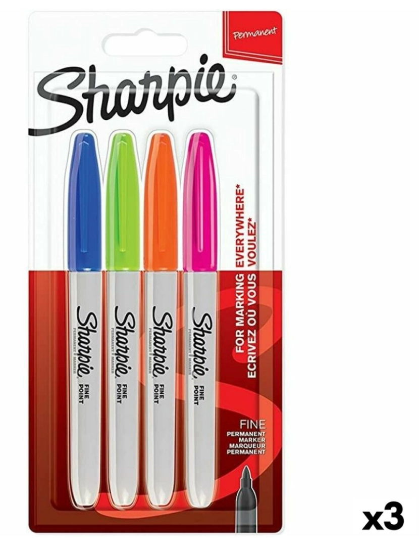 Sharpie - Conjunto de Canetas de Feltro Sharpie 4 Peças Multicolor (3 Unidades)