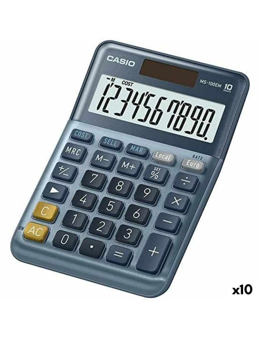 Casio - Calculadora Casio MS-100EM Azul (10 Unidades)