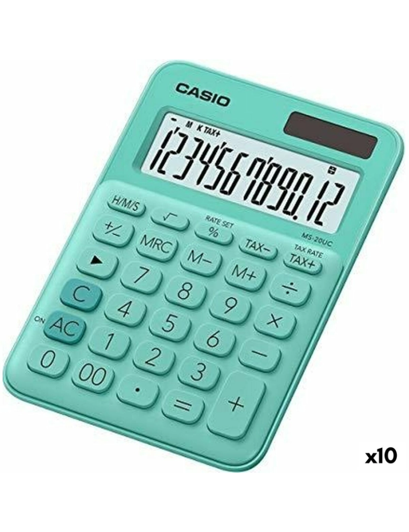 Casio - Calculadora Casio MS-20UC Verde 2,3 x 10,5 x 14,95 cm (10 Unidades)