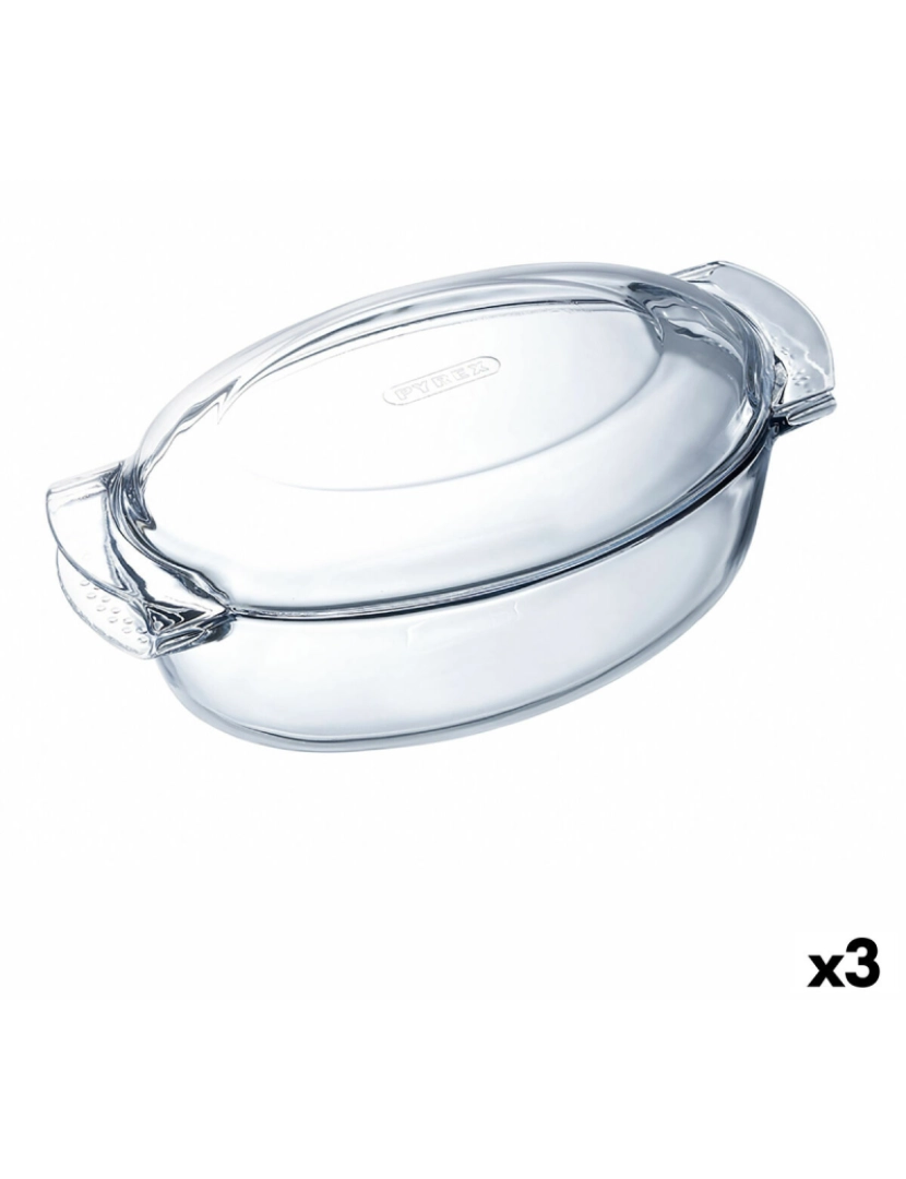 Pyrex - Travessa para o Forno Pyrex Classic Com tampa Ovalada 39 x 23 x 15 cm Transparente Vidro (3 Unidades)
