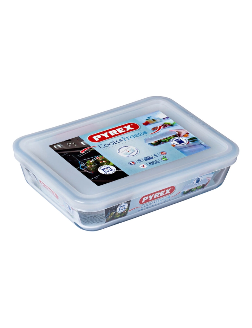 imagem de Lancheira Retangular com Tampa Pyrex Cook & Freeze 19 x 14 x 5 cm 800 ml Transparente Silicone Vidro (6 Unidades)3