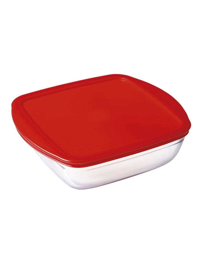 imagem de Lancheira Quadrada com Tampa Ô Cuisine Cook & Store Vermelho 1 L 20 x 17 x 6 cm Silicone Vidro (6 Unidades)2