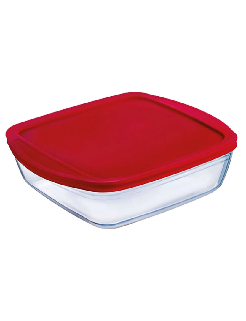 imagem de Lancheira Quadrada com Tampa Ô Cuisine Cook&store Ocu Vermelho 2,2 L 25 x 22 x 5 cm Vidro Silicone (5 Unidades)2