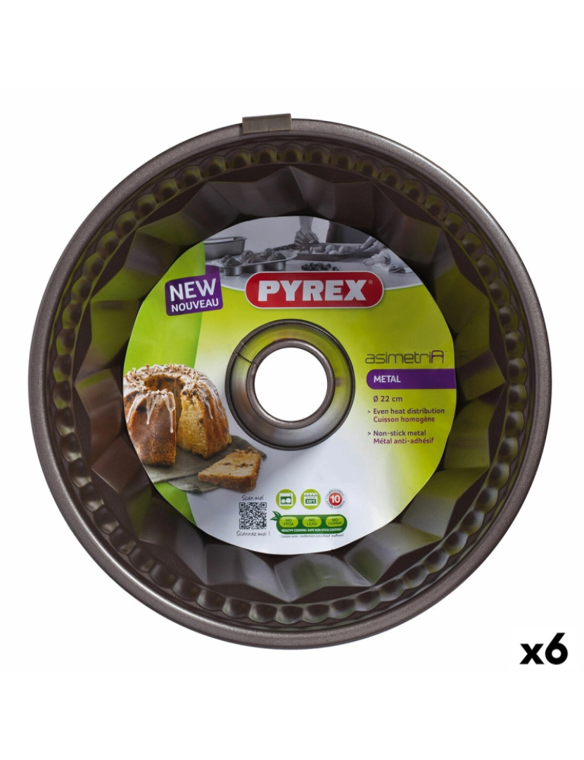 Pyrex - Molde para o Forno Pyrex Asimetria Anel Preto Metal (6 Unidades)