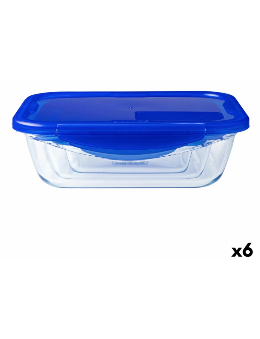 Pyrex - Lancheira Hermética Pyrex Cook & Go 20,5 x 15,5 x 6 cm Azul 800 ml Vidro (6 Unidades)