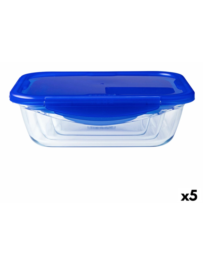 Pyrex - Lancheira Hermética Pyrex Cook & Go Azul 1,7 L 24 x 18 cm Vidro (5 Unidades)