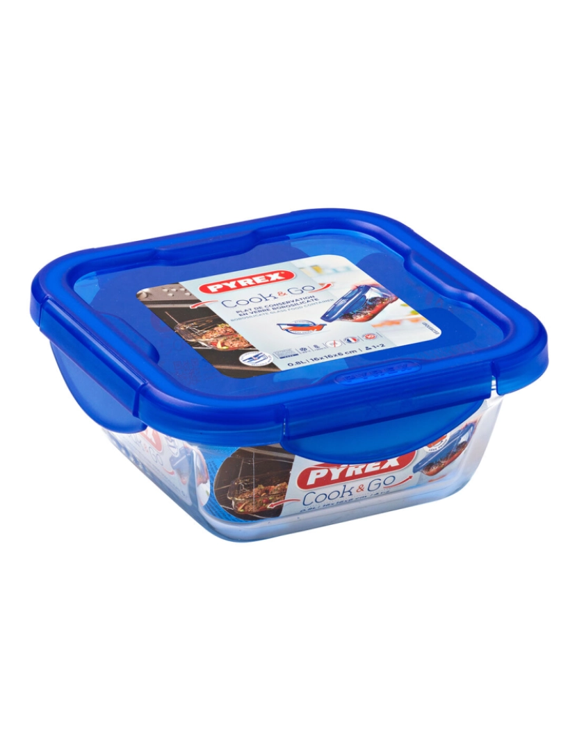 imagem de Lancheira Hermética Pyrex Cook & Go 16,7 x 16,7 x 7 cm Azul 850 ml Vidro (6 Unidades)3