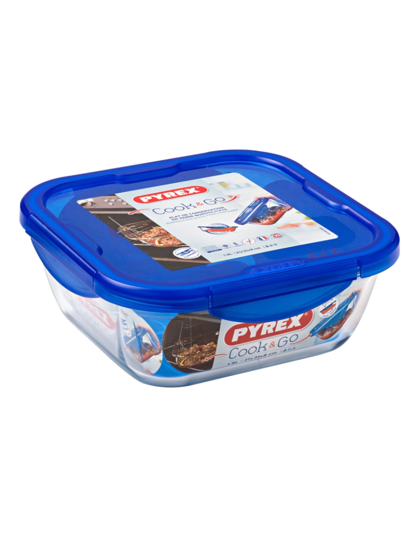 imagem de Lancheira Hermética Pyrex Cook & go 21 x 21 x 9 cm Azul 1,9 L Vidro (6 Unidades)3