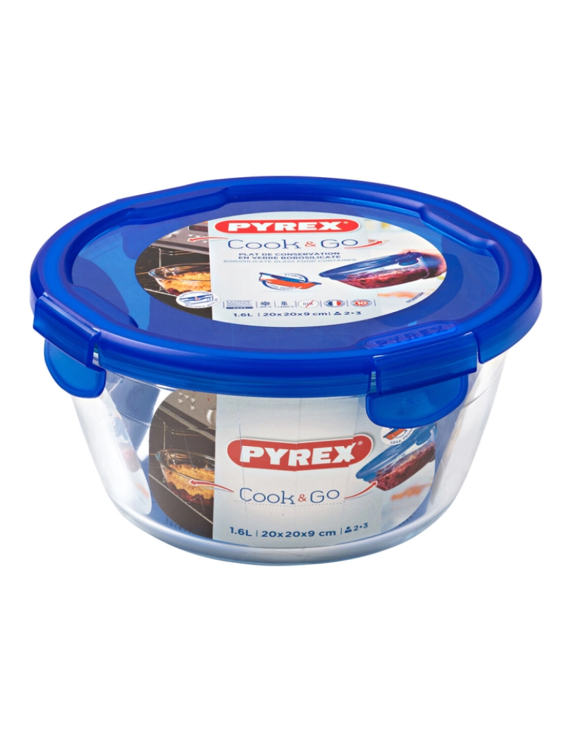 imagem de Lancheira Hermética Pyrex Cook&go 20 x 20 x 10,3 cm Azul 1,6 L Vidro (6 Unidades)3