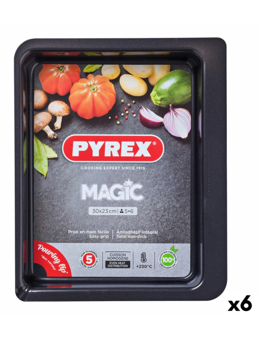 Pyrex - Travessa para o Forno Pyrex Magic Retangular Metal 30 x 23 cm 6 Unidades