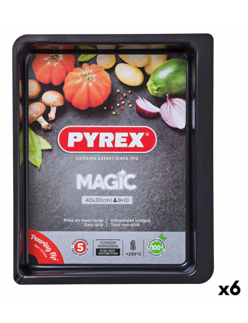 Pyrex - Travessa para o Forno Pyrex Magic Retangular Metal 6 Unidades 40 x 31 cm