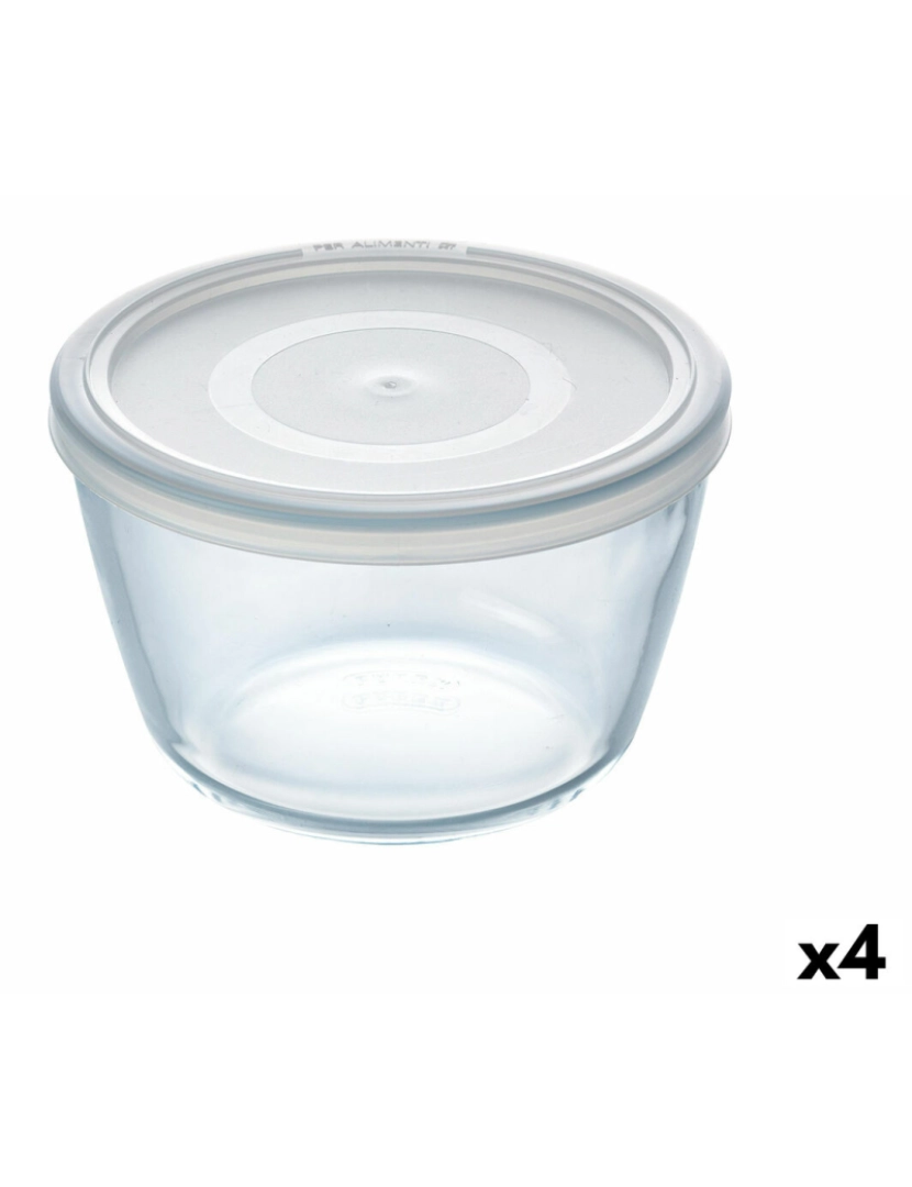 Pyrex - Lancheira Redonda com Tampa Pyrex Cook & Freeze 1,1 L 15 x 15 x 10 cm Transparente Silicone Vidro (4 Unidades)