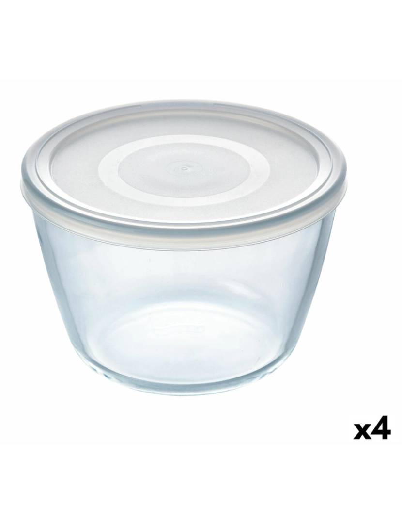Pyrex - Lancheira Redonda com Tampa Pyrex Cook & Freeze 1,6 L 17 x 17 x 12 cm Transparente Silicone Vidro (4 Unidades)