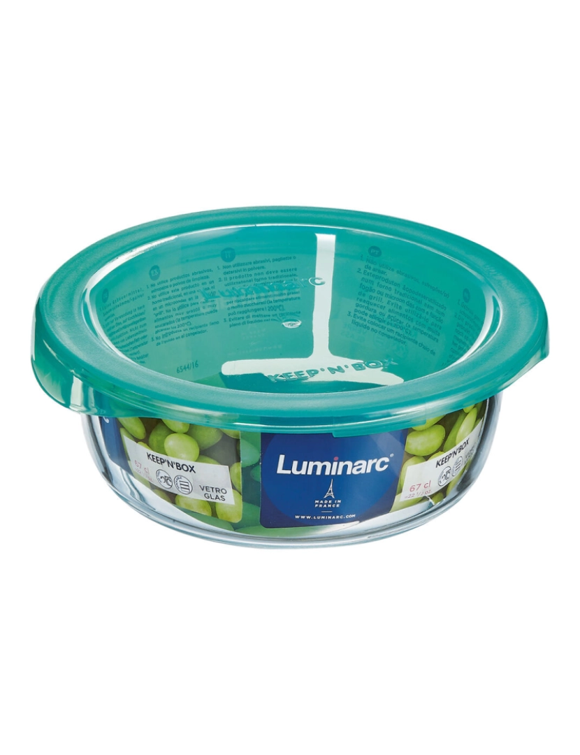 imagem de Lancheira Redonda com Tampa Luminarc Keep'n Lagon 13,5 x 6 cm Turquesa 680 ml Vidro (6 Unidades)2